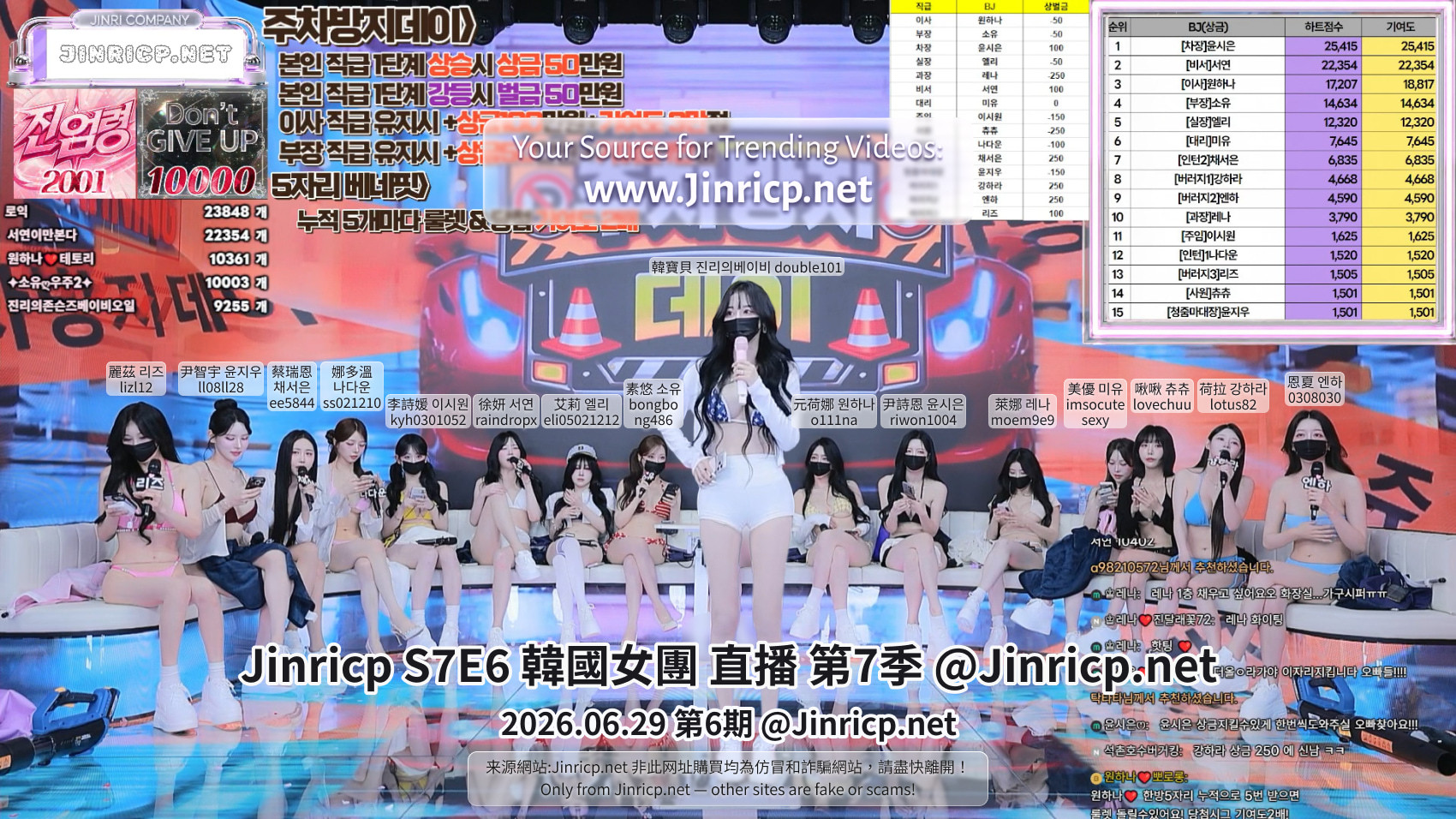 Jinricp S7第6期比基尼日与防止停车日节目合影